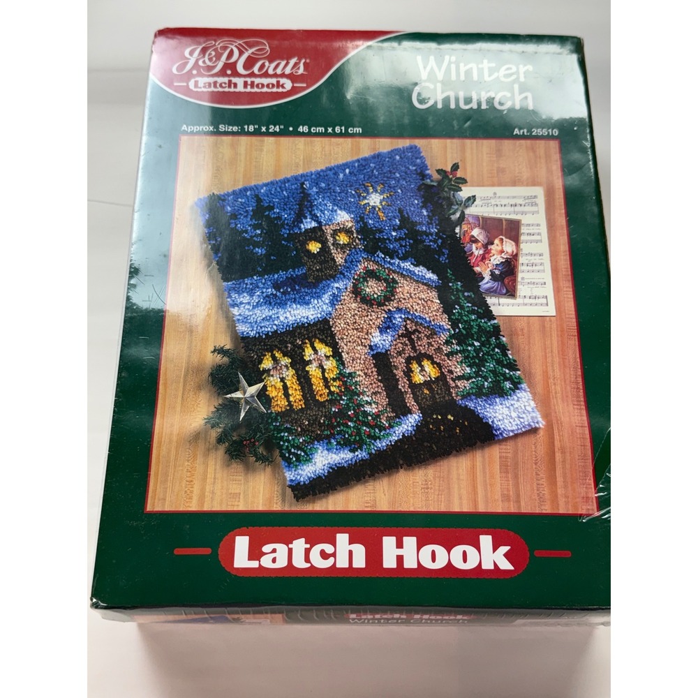 J & P Coats Latch Hook Kit Winter Church #25510 Sealed